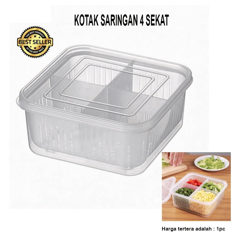 KOTAK SARINGAN 4 SEKAT / WADAH SARINGAN SAYURAN PRAKTIS
