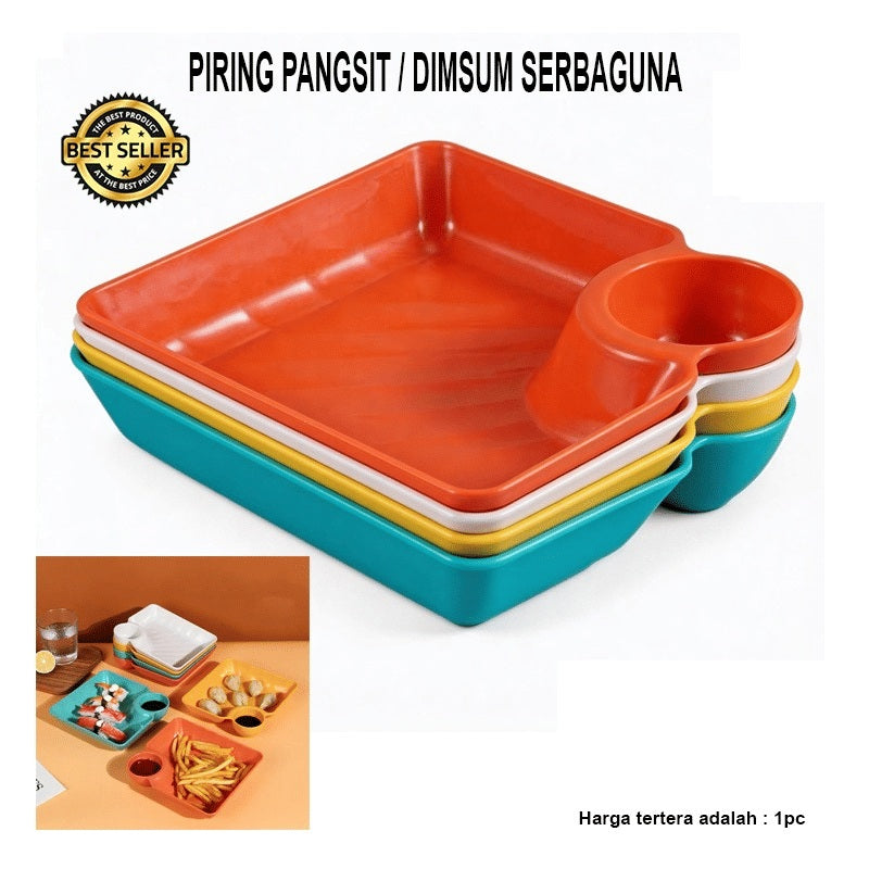 PIRING PANGSIT SEKAT DENGAN WADAH SAUS