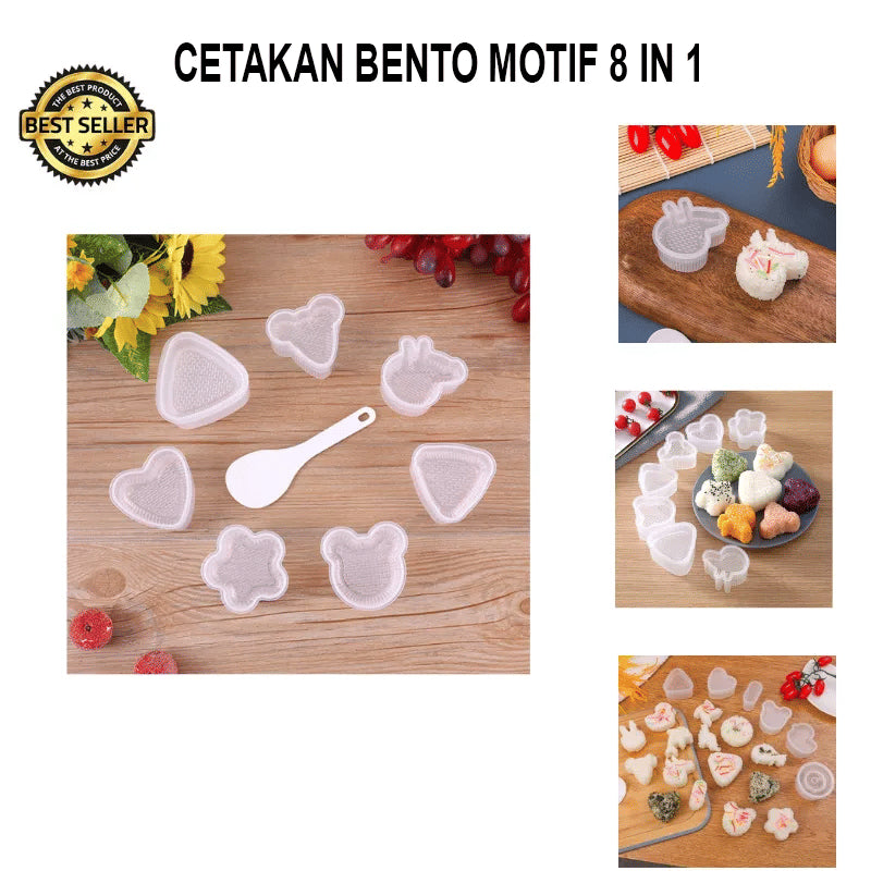 PAKET ALAT CETAKAN NASI BENTO MOTIF 8 IN 1