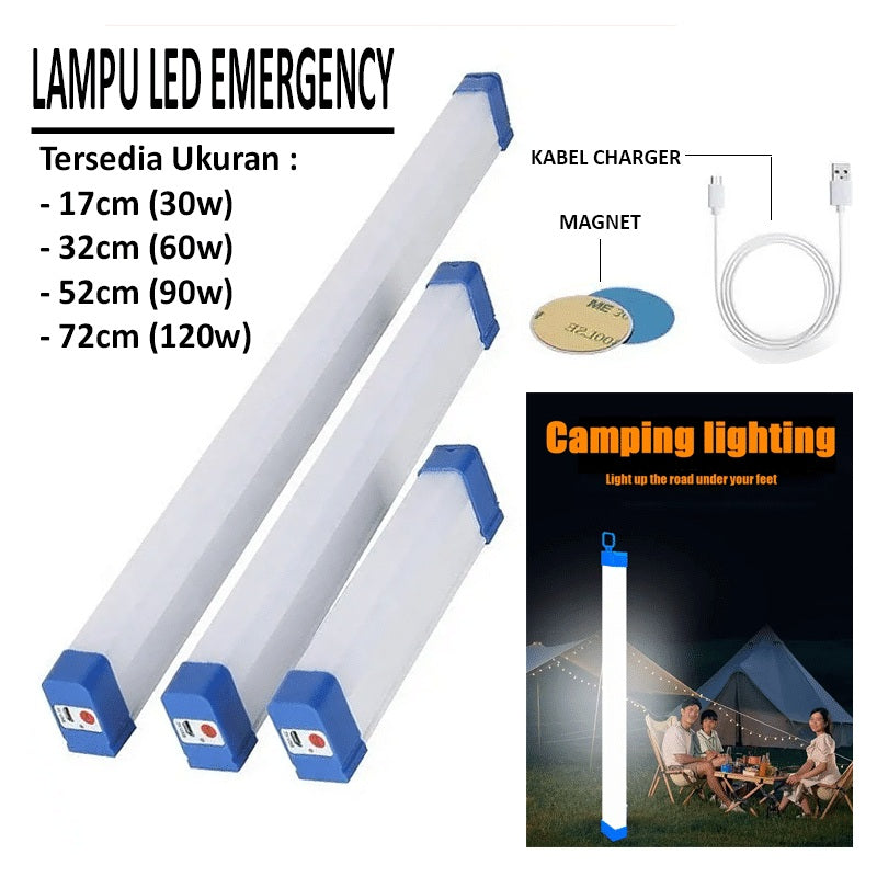 LAMPU NEON LED PORTABLE T7 EMERGENCY 30W 60W 90W 120W / LAMPU MULTIFUNGSI