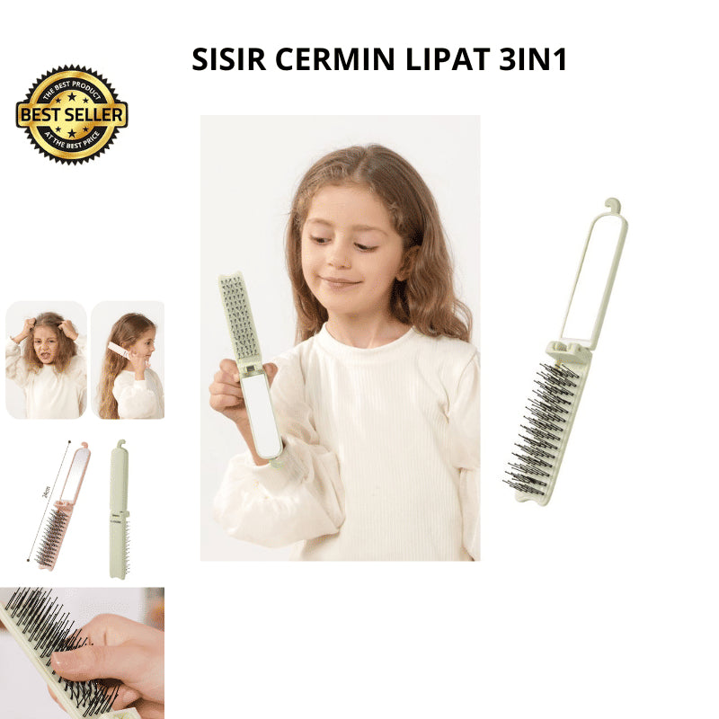SISIR RAMBUT PANJANG PLUS CERMIN LIPAT 3IN1 PORTABLE