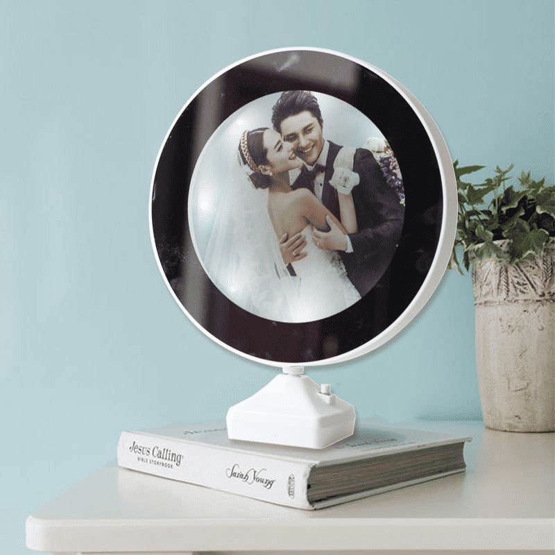 Kaca Cermin Mirror Lampu Bingkai Foto Bulat / Cermin Led Magic Frame