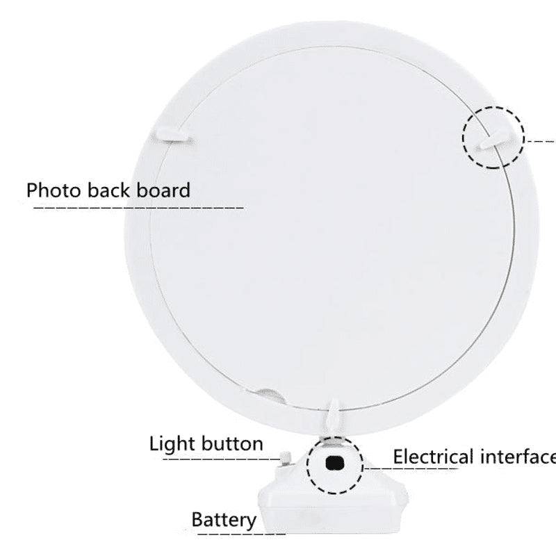 Kaca Cermin Mirror Lampu Bingkai Foto Bulat / Cermin Led Magic Frame