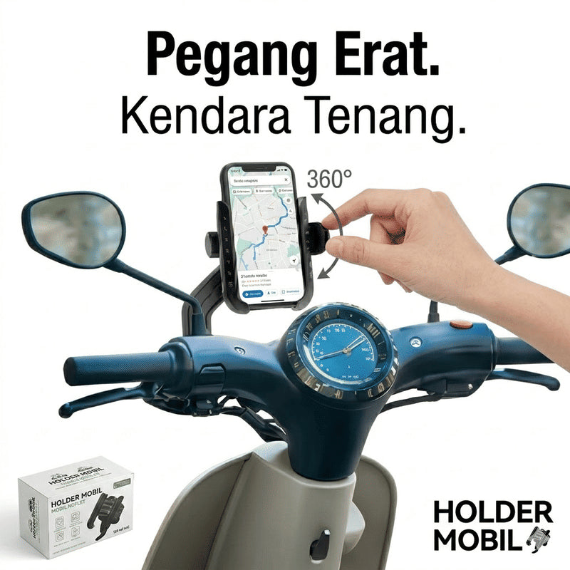 HOLDER HP MOTOR SPION HM-526 360 DERAJAT DOUBLE LOCK ANTI JAMBRET