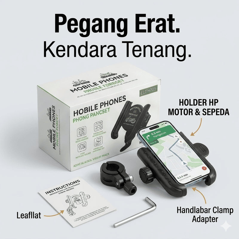 HOLDER HP MOTOR SPION HM-526 360 DERAJAT DOUBLE LOCK ANTI JAMBRET