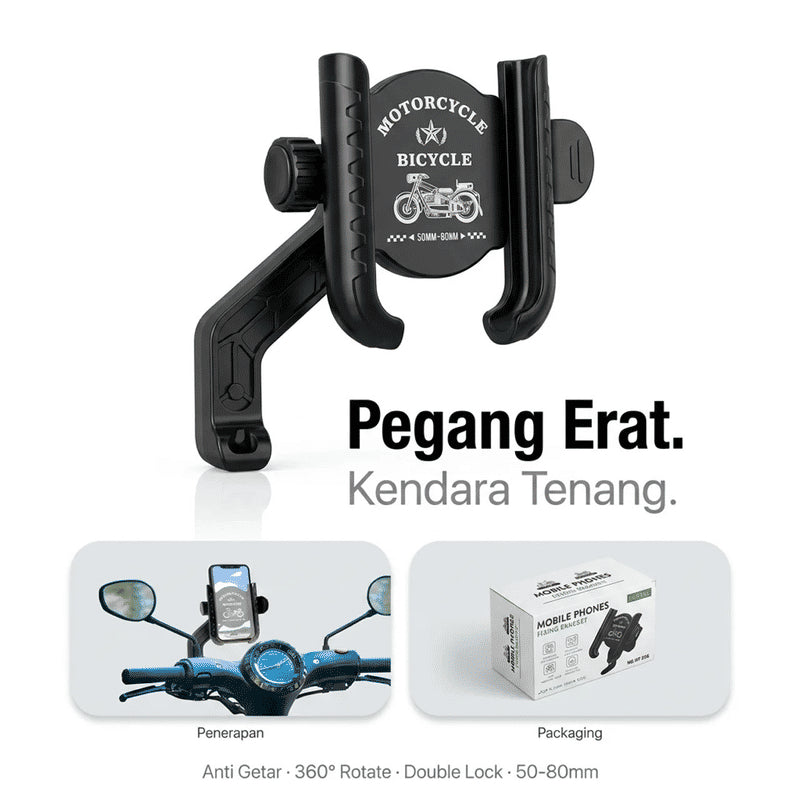 HOLDER HP MOTOR SPION HM-526 360 DERAJAT DOUBLE LOCK ANTI JAMBRET