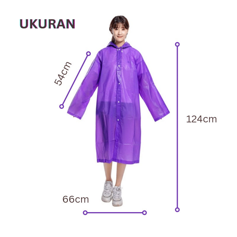 JAS HUJAN EVA PEVA RAINCOAT POLOS TEBAL HOODIE TRANSPARAN DEWASA