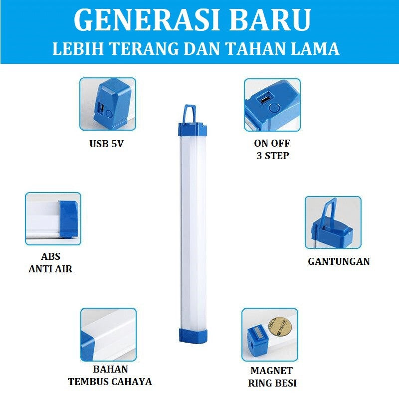 LAMPU NEON LED PORTABLE T7 EMERGENCY 30W 60W 90W 120W / LAMPU MULTIFUNGSI