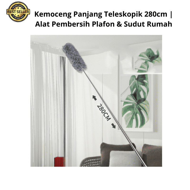 Alat Kemoceng Teleskopik 280cm Tarik Tekuk Fleksibel Pembersih Kotoran Serbaguna