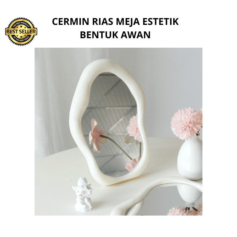Cermin Rias Meja Estetik Bentuk Awan / Cermin Dekorasi Meja Makeup